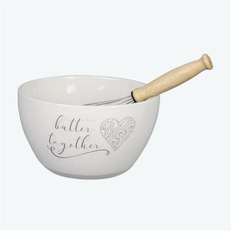 YOUNGS Ceramic Love & Wedding Mixing Bowl with Wisk 21670